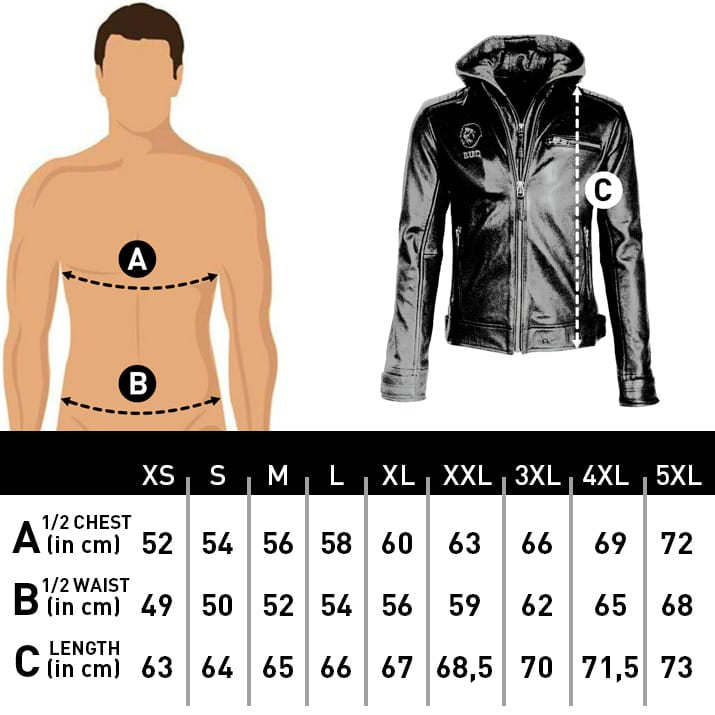 Leather jacket size best sale