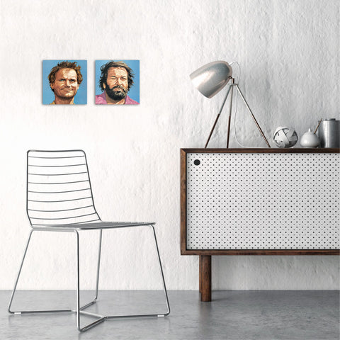 Bud Spencer and Terence Hill - Glass Print-Set (2 Glass Prints each 20x20cm) - Bud Spencer®